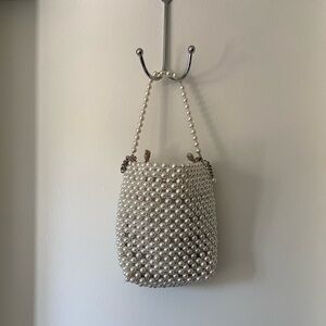 Zara Pearl Beaded Mini Bucket Bag